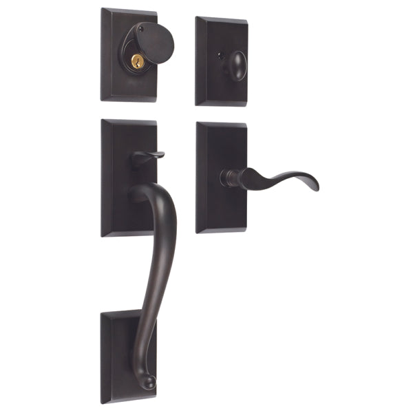 Single Cylinder Keyed Savoy Solid Brass Entry Hardware - Antique Black Finish from Pacific Pride.