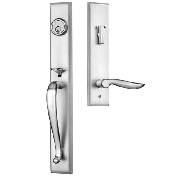 Single Cylinder Keyed Carmel Solid Brass Entry Hardware - Satin Nickel Finish from Pacific Pride.