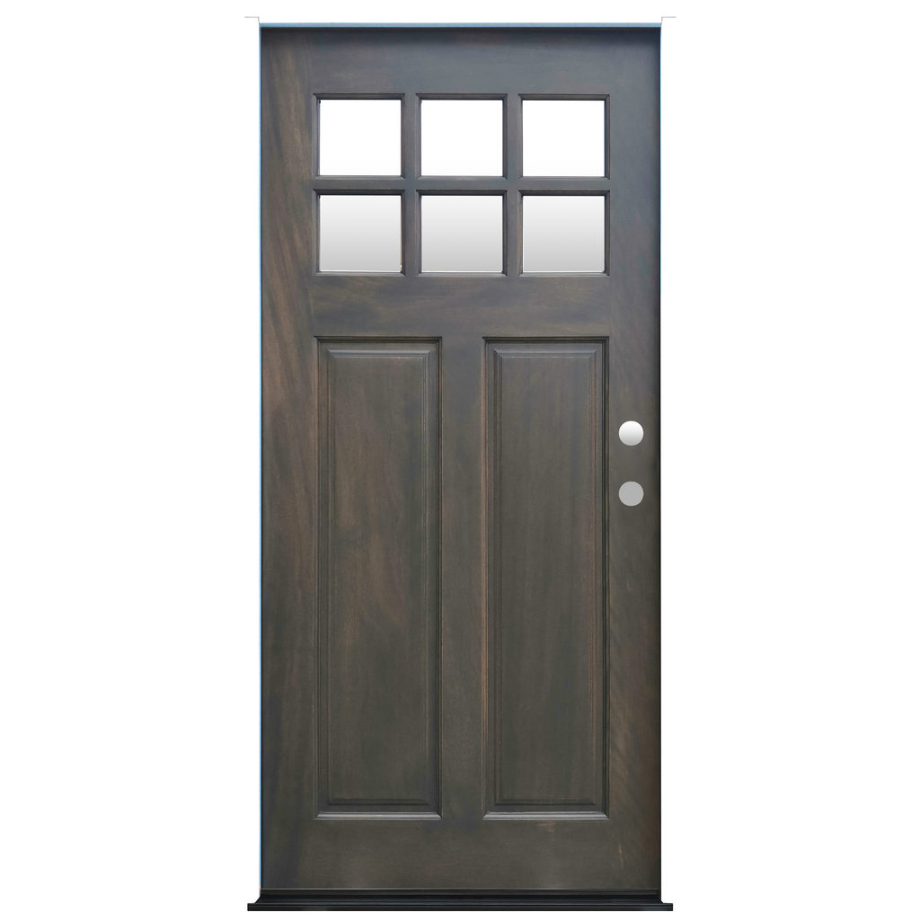Craftsman Ash Stained Mahogany Wood Exterior Door Decorative 6-Lite insulated glass 2 Panel Prehung Entry Door from Pacific Pride