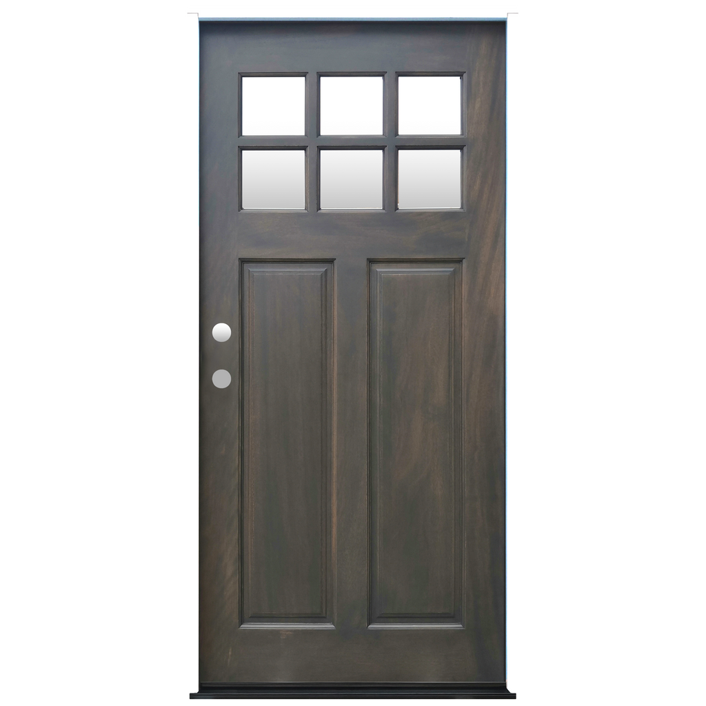 Craftsman Ash Stained Mahogany Wood Exterior Door Decorative 6-Lite insulated glass 2 Panel Prehung Entry Door from Pacific Pride
