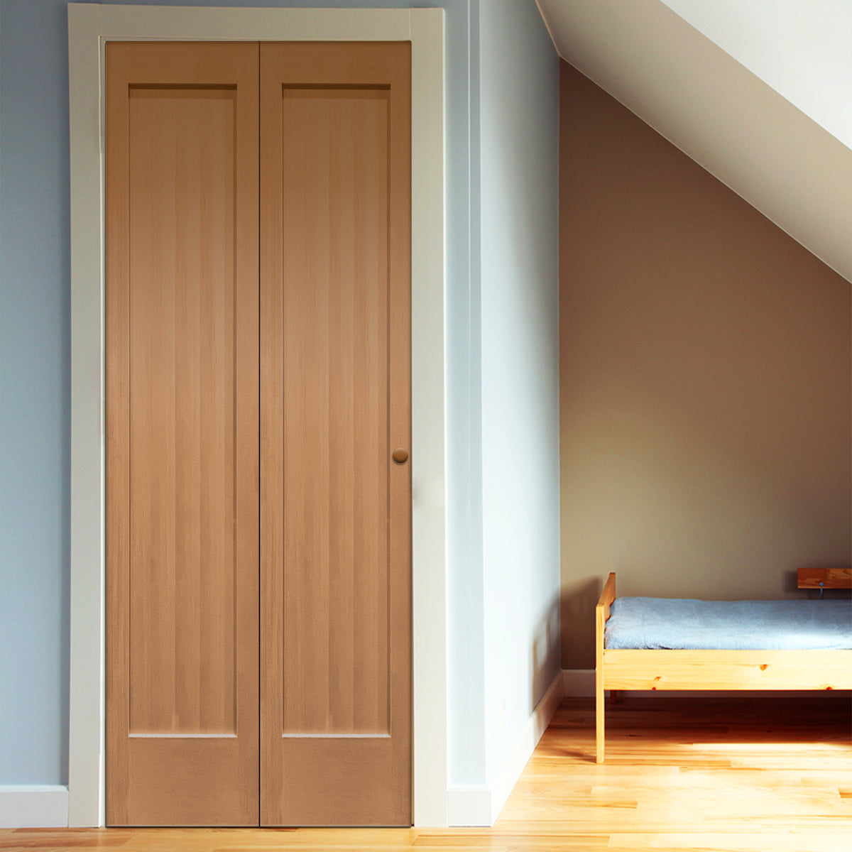 Unfinished 1-Panel Vertical Grain Fir Wood Closet Door| Bifold Doors ...