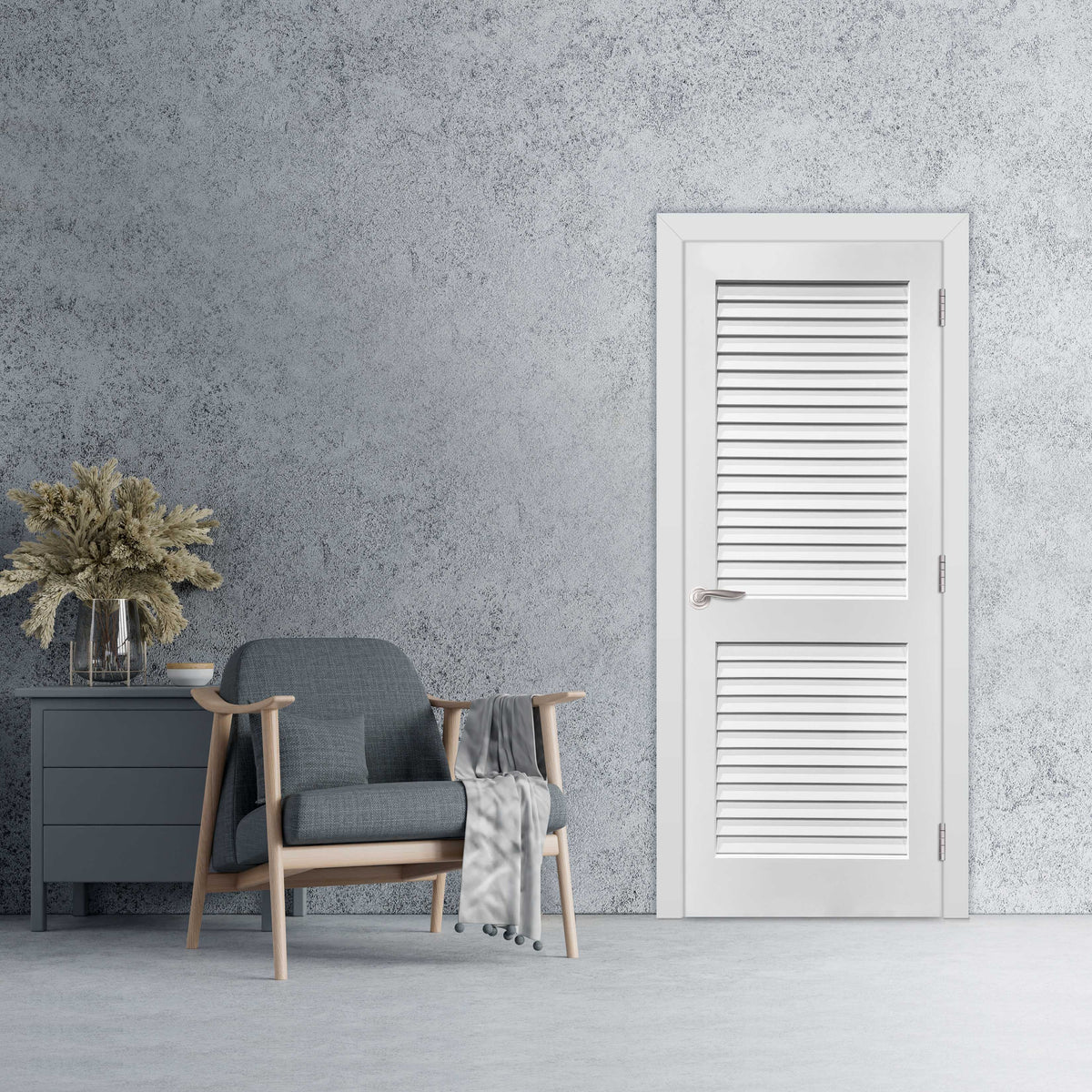 Plantation Louvered 2-Panel Primed Pine Door | Prehung Interior ...