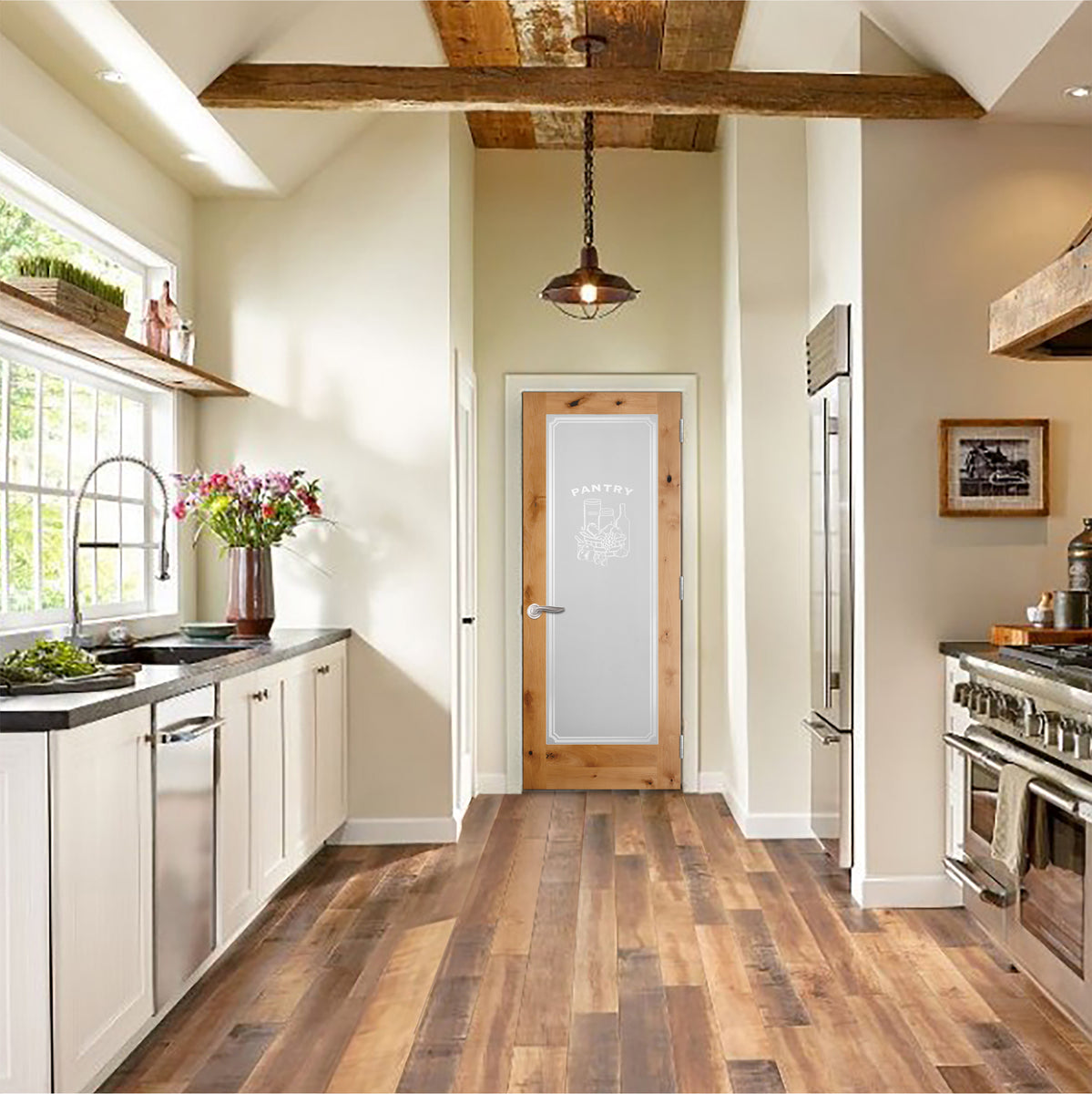 Pantry Graphic Frosted Glass Unfinished Door Prehung Interior