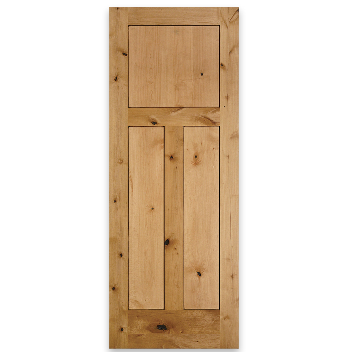 Unfinished 3-Panel V-Groove Knotty Alder Door | Interior Door Slab ...