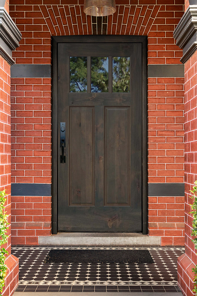 Craftsman Ash Stained Knotty Alder Wood Exterior Door 36" x 80" 3-Lite Exterior Door from Pacific Pride