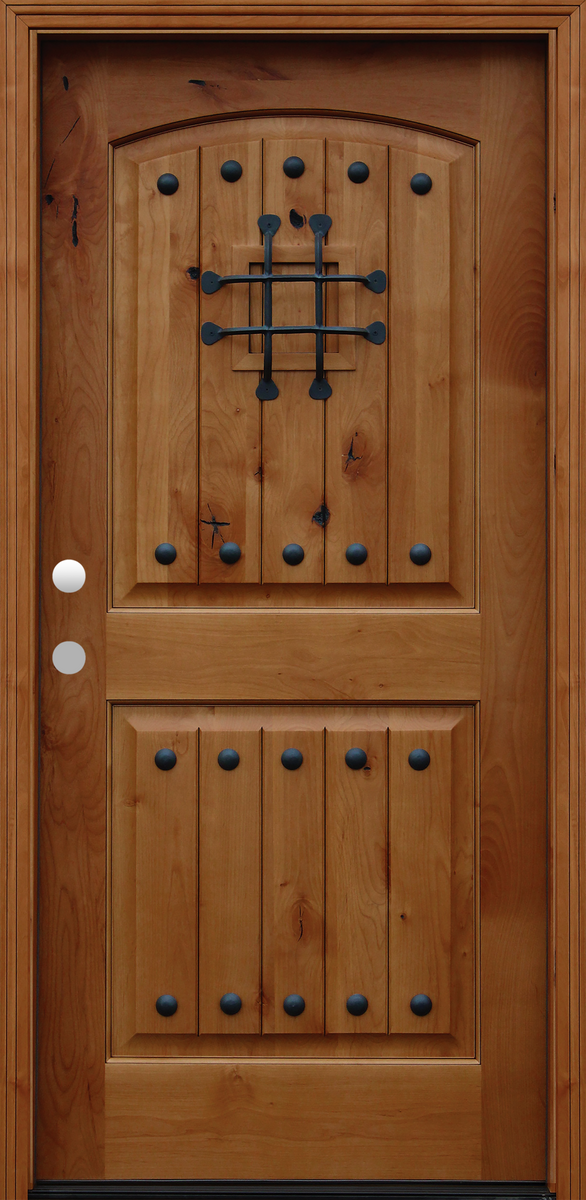 Arched Speakeasy Knotty Alder Wood Exterior Door New Residential
