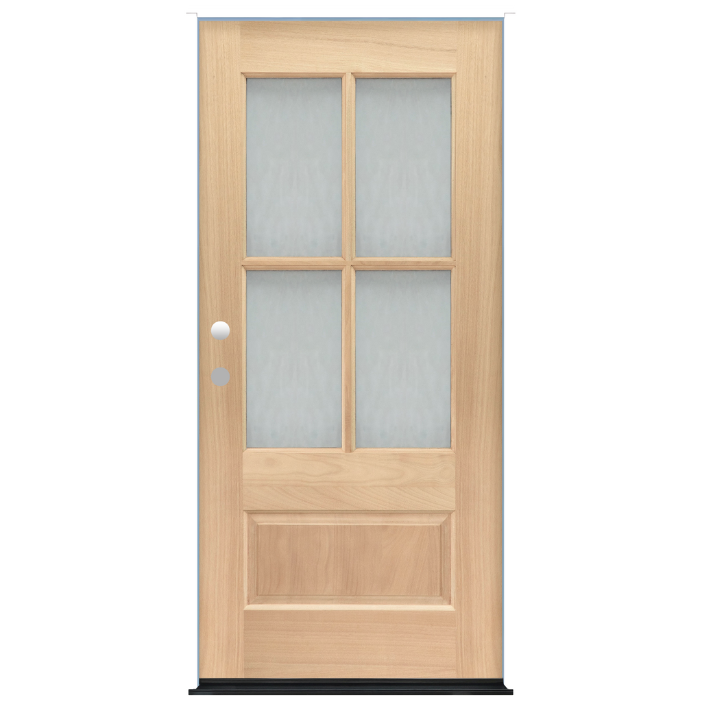 Traditional Unfinished Mahogany Exterior Door 4-lite flemish glass 1 panel  Prehung Entry Door from Pacific Pride