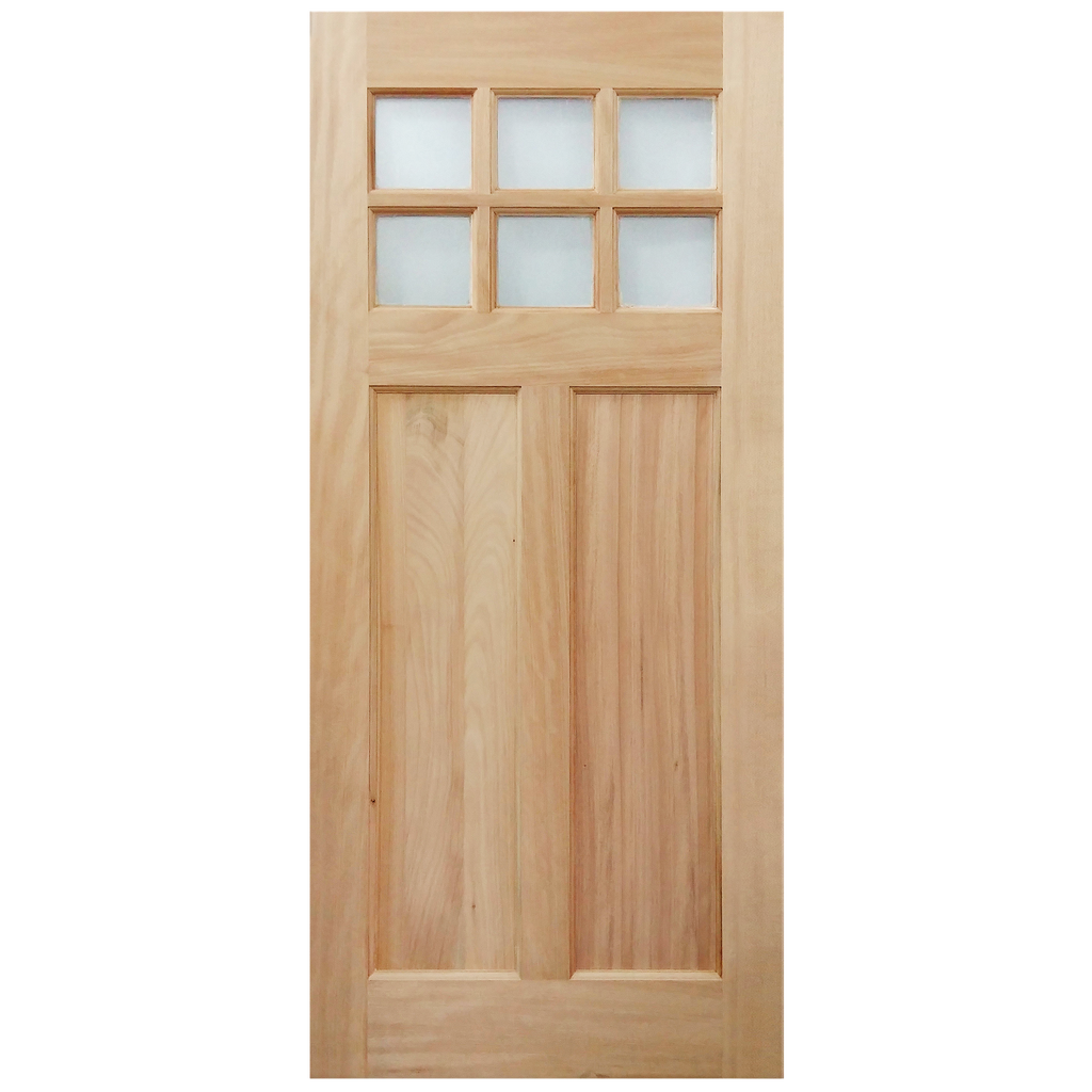 Craftsman Unfinished Mahogany Wood Exterior Door 36" x 79" 6-lite Glass 2 Panel Entry Door Slab