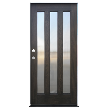 Contemporary Ash Stained Mahogany Wood 3-Lite Exterior Door from Pacific Pride