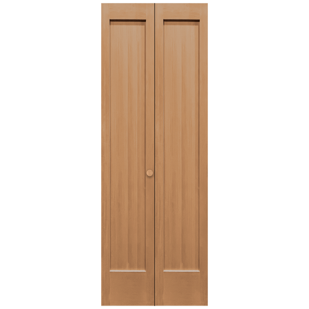 Pair of Unfinished 1-Panel Vertical Grain Fir Wood Interior Bifold Closet Doors from Pacific Pride