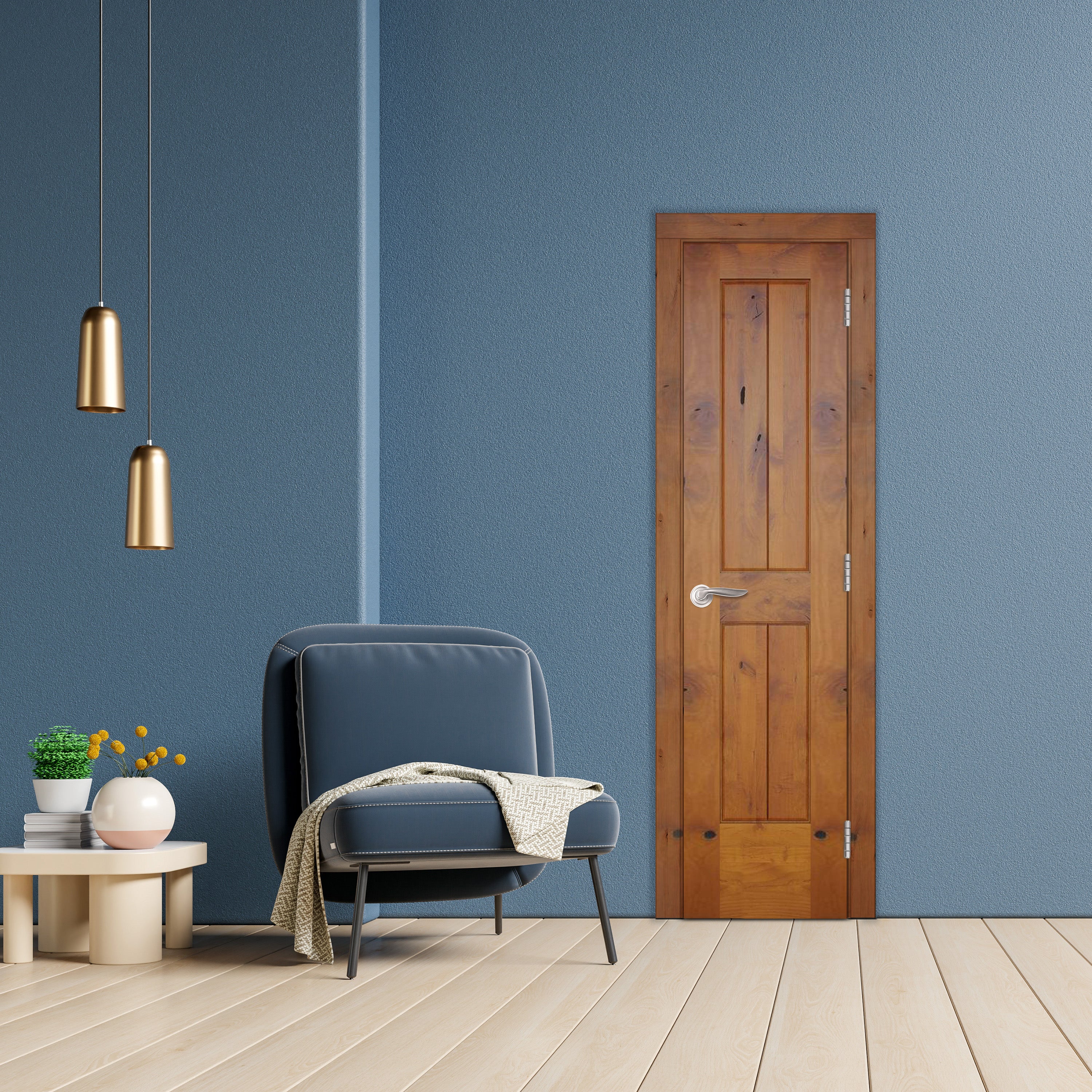 Modern V-Groove American Knotty Alder Wood Door | Interior Door Slab ...
