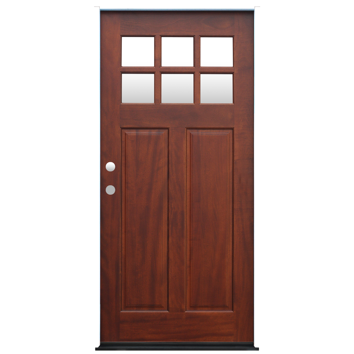 Craftsman Pecan Stained Mahogany Wood Exterior Door | 6-Lite Glass ...