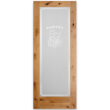 Pantry Graphic Frosted Glass Unfinished American Knotty Alder Wood Craftsman Interior Door Slab from Pacific Pride