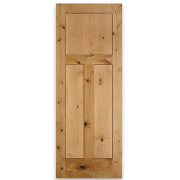 Rustic Unfinished 3-Panel American Knotty Alder Wood Door Slab from Pacific Pride