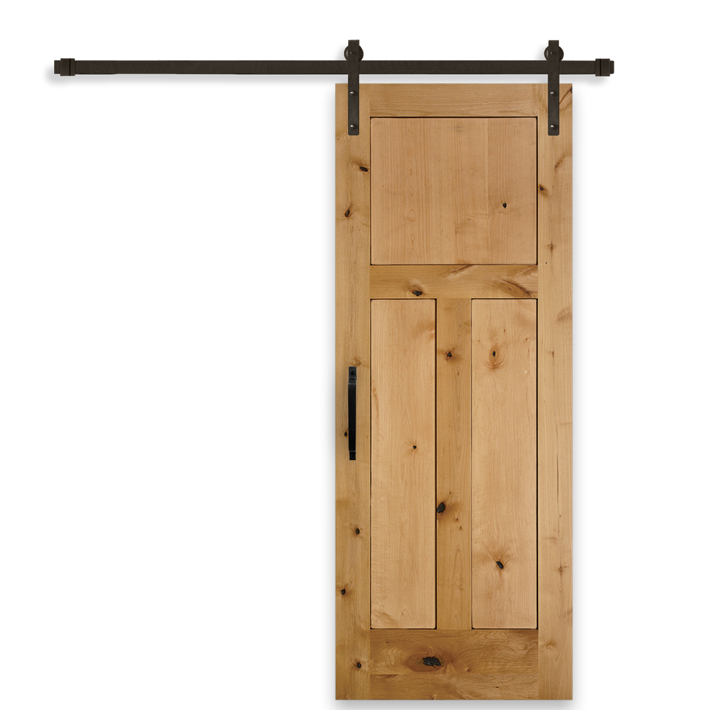 Rustic 3-Panel Unfinished Knotty Alder Interior Barn Door | Sliding ...