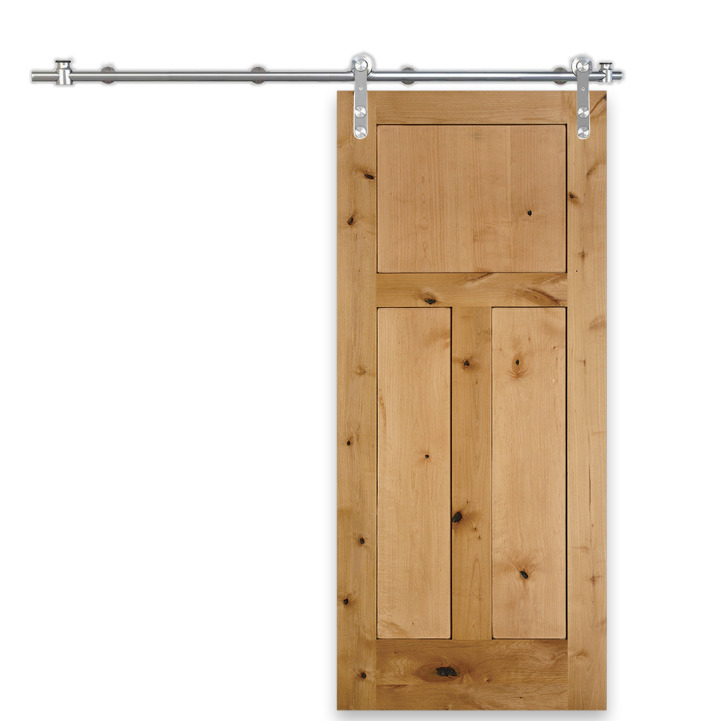 Rustic 3-Panel Unfinished Knotty Alder Interior Barn Door | Sliding ...