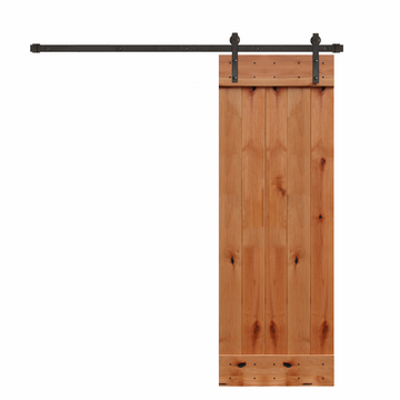 Rustic Unfinished 1-Panel Plank American Knotty Alder Sliding Barn Door Kit with Oil Rubbed Bronze Hardware Kit from Pacific Pride