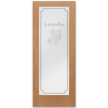 Laundry Graphic Frosted Glass Unfinished Vertical Grain Fir Wood Craftsman Interior Door Slab from Pacific Pride