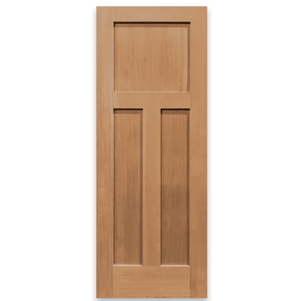 Craftsman Unfinished 3-Panel Vertical Grain Fir Wood Interior Door Slab from Pacific Pride