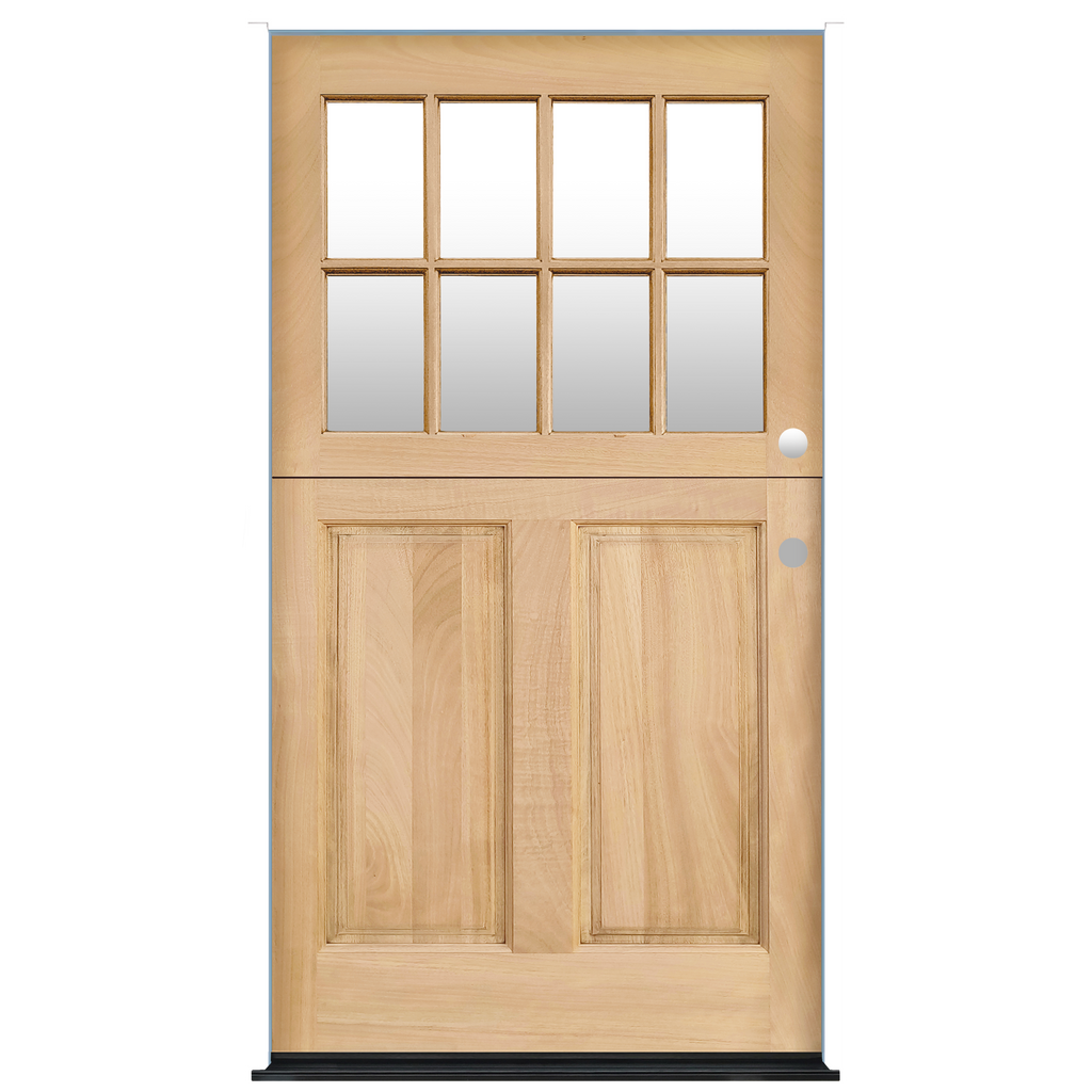 Dutch Unfinished 2-Panel 8-Lite Prehung Mahogany Entry Door