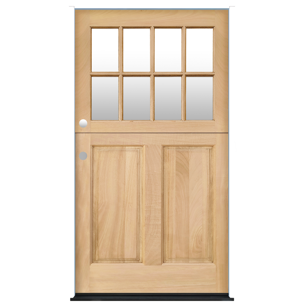 Dutch Unfinished 2-Panel 8-Lite Prehung Mahogany Entry Door