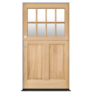 Dutch Unfinished 2-Panel 8-Lite Prehung Mahogany Entry Door