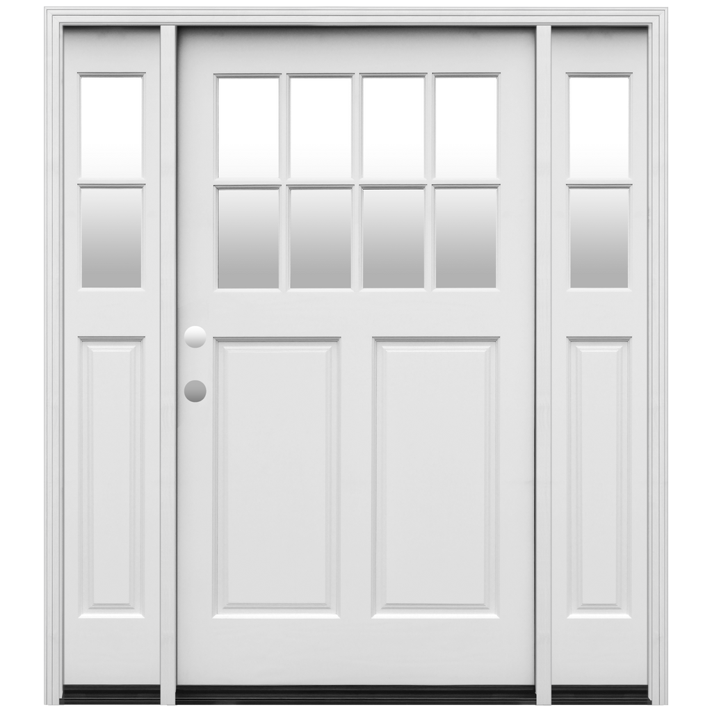 Cottage Widebody Painted Wood Exterior Door 70" x 80" 8-Lite Insulated Glass 2-Panel Prehung Entry Door with 11" Sidelites
