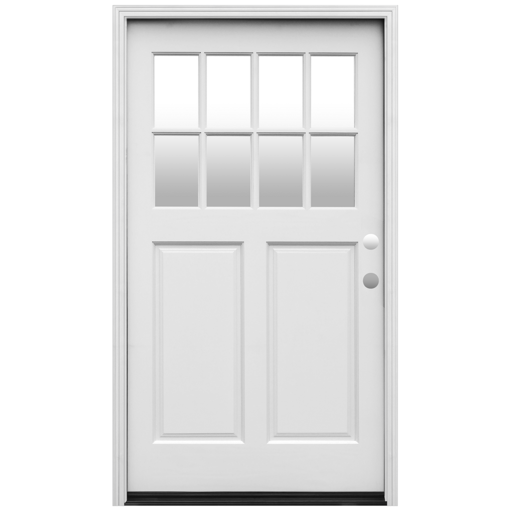 Cottage Widebody Painted Wood Exterior Door 42" x 80" 8-Lite insulated glass 2-Panel Prehung Entry Door