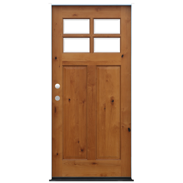  Craftsman Golden Oak Stained 4-Lite Beveled Glass 2-Panel Knotty Alder Wood Door from Pacific Pride