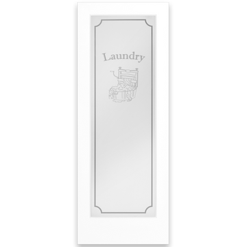Laundry Graphic Frosted Glass Solid Core Wood Craftsman Interior Door Slab from Pacific Pride
