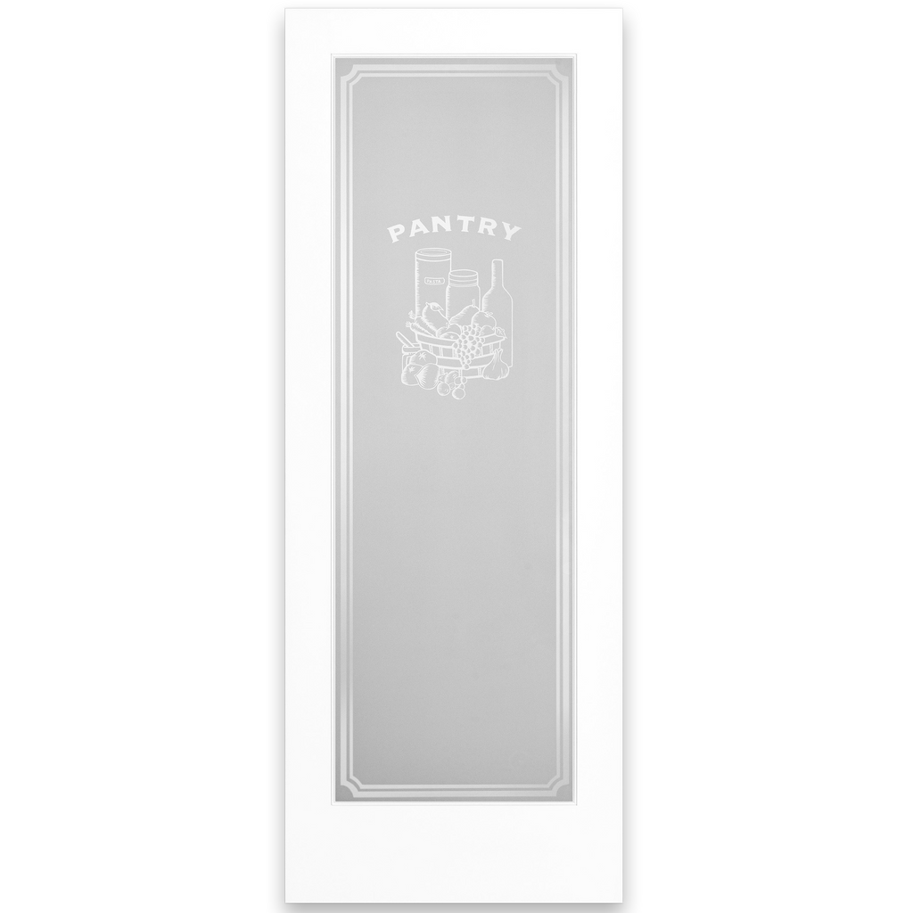 Pantry Graphic Frosted Glass Solid Core Wood Craftsman Interior Door Slab from Pacific Pride