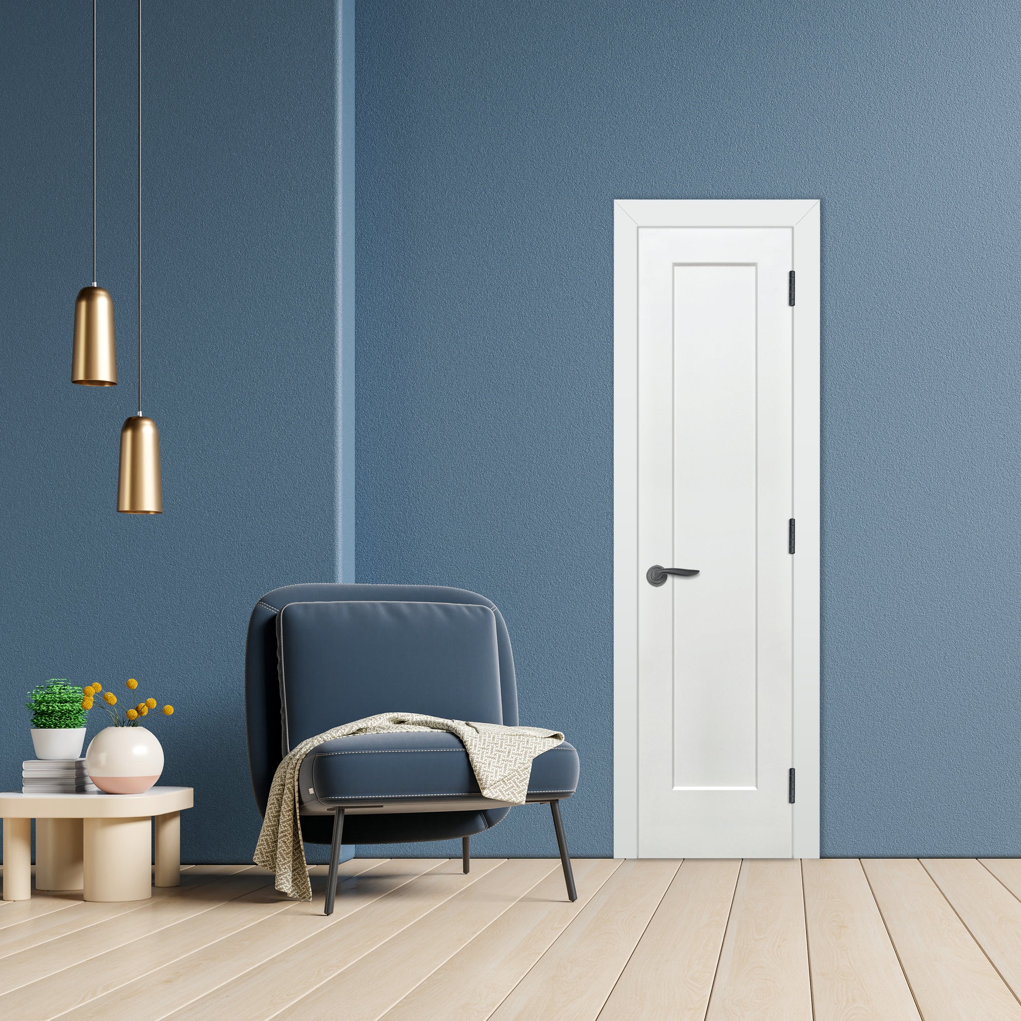 Modern Shaker 1-Panel Primed Pine Door | Prehung Interior Swinging