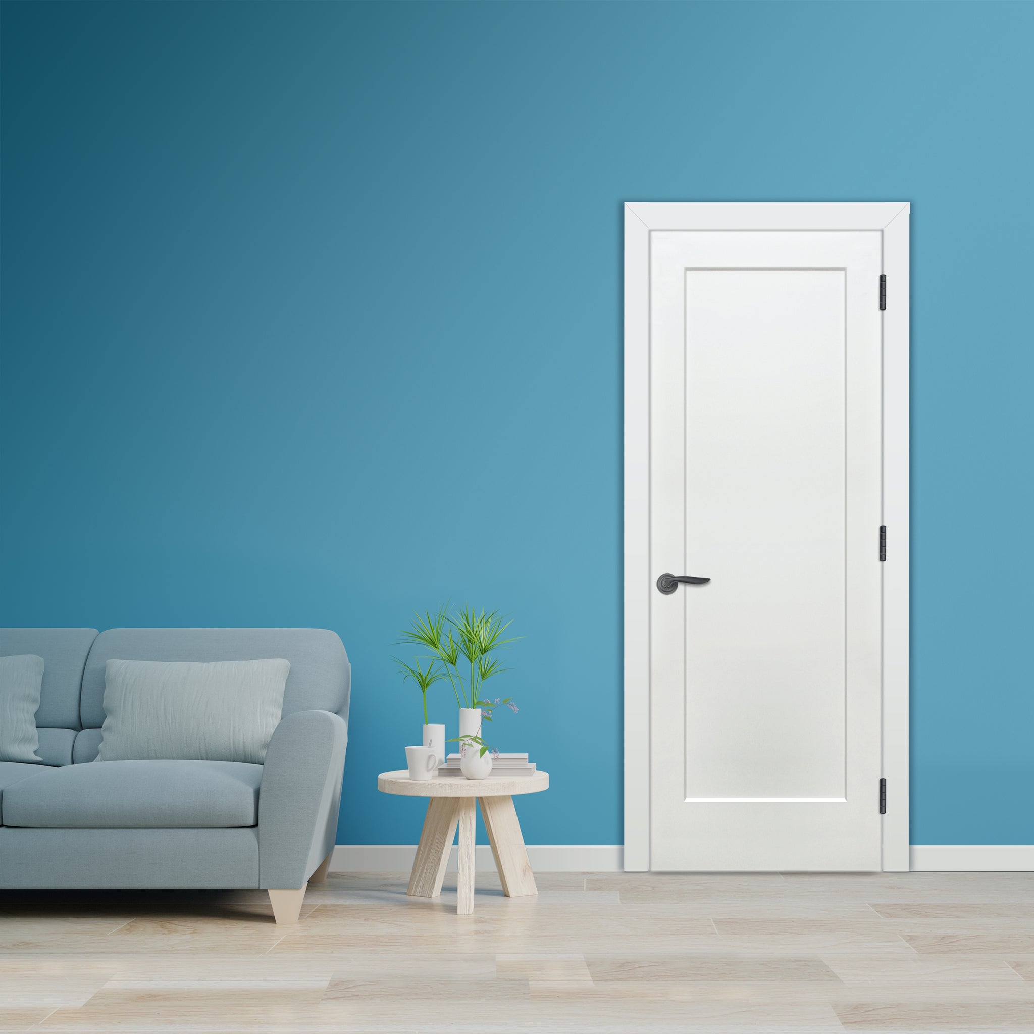 Modern Shaker 1-Panel Primed Pine Door | Prehung Interior Swinging