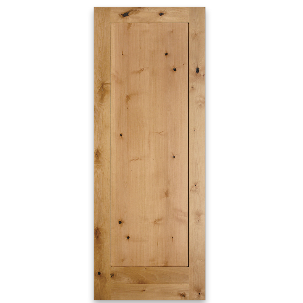 Rustic Unfinished 1-Panel American Knotty Alder Wood Door Slab from Pacific Pride