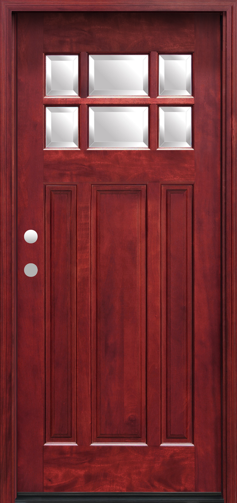  Craftsman Exterior Door 36" x 80" 6 Lite Beveled Insulated Glass Prefinished Stained Mahogany Wood Entry Door. 
