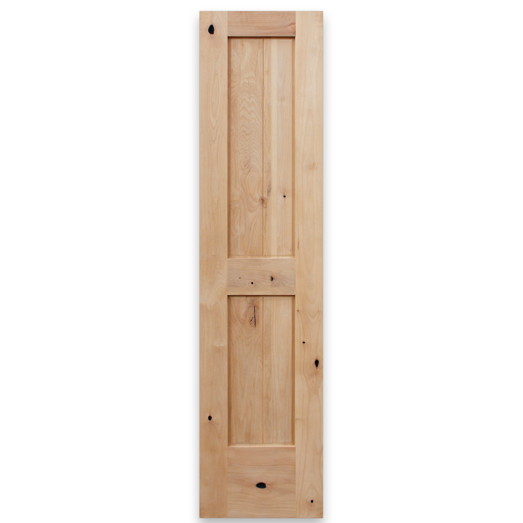 Rustic Unfinished 2-Panel V-Groove American Knotty Alder Wood Interior Door Slab from Pacific Pride