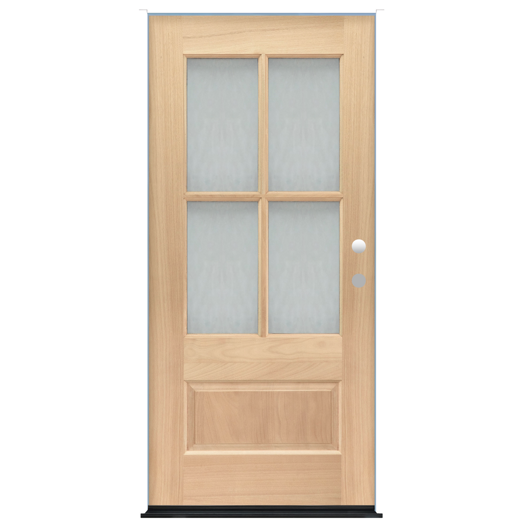 Traditional Unfinished Mahogany Exterior Door 4-lite flemish glass 1 panel  Prehung Entry Door from Pacific Pride