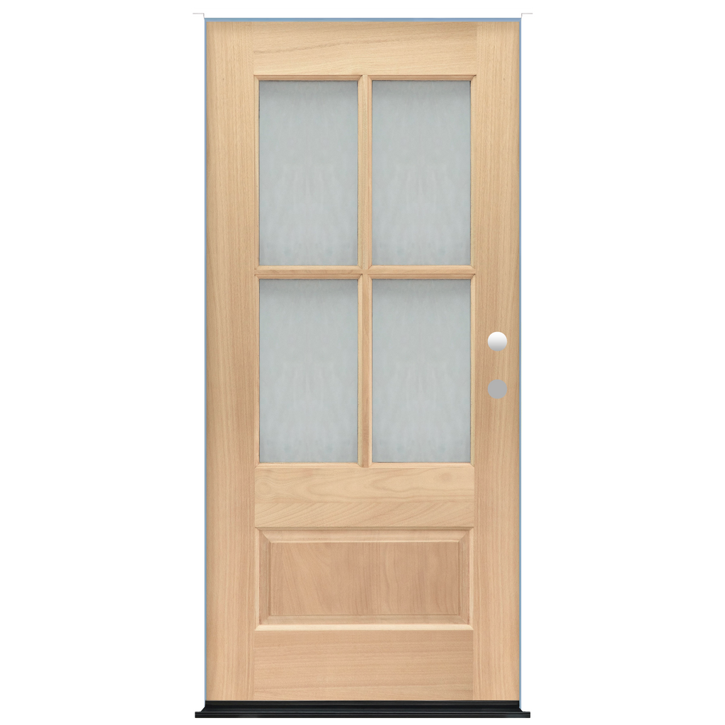 Traditional Unfinished Mahogany Wood Exterior Door | 4-lite Flemish ...