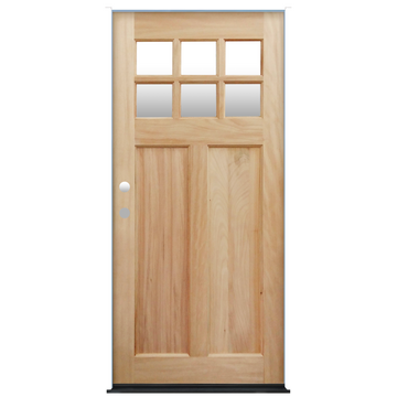 Craftsman Unfinished Mahogany Wood Door with 6-lite Glass Prehung Entry Door from Pacific Pride