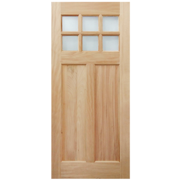 Craftsman Unfinished Mahogany Wood Exterior Door 36" x 79" 6-lite Glass 2 Panel Entry Door Slab