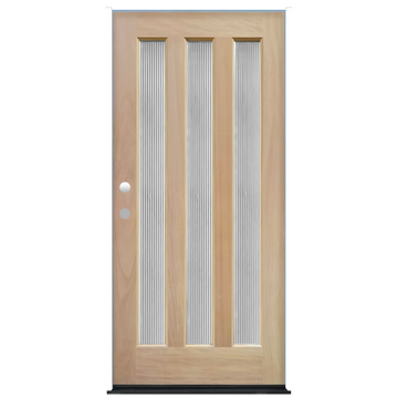 Unfinished Mahogany Wood Contemporary 3 Lite Exterior Door from Pacific Pride